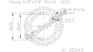 Esjot 513504038 roda dentada - Lado inferior