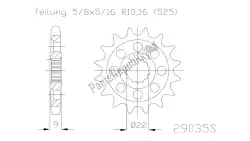 Here you can order the ktw front 16t, light, 525 from Esjot, with part number 502903516S: