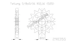 ESJOT 502903516S ktw front 16t, light, 525 - Bottom side