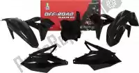 563225590, Rtech, Set plastics 5 pcs kawasaki black    , Nieuw