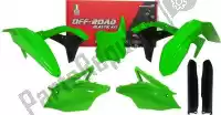 563225609, Rtech, Set plastics 6 pcs kawasaki neon green    , Nieuw