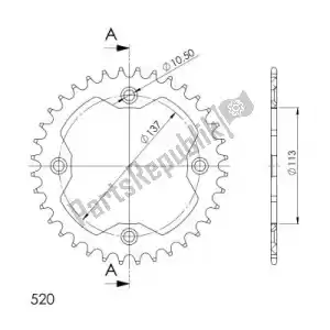 SUPERSPROX SU2176036B ktw arrière alu 36t, noir, 520 - Face supérieure