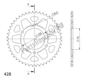 SUPERSPROX SU2184448D ktw traseiro alumínio 48t, azul, 428 - Lado inferior