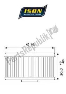 ISON 5249144 filter, olie  ison 144 - Bovenkant