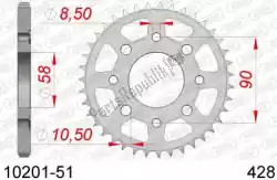 Qui puoi ordinare ktw posteriore in acciaio 51t, 428 da Afam , con numero parte AF21020151: