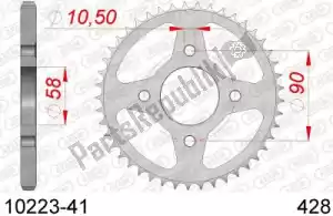 AFAM AF21022341 ktw trasero acero 41t, 428 - Lado inferior