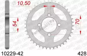 AFAM AF21022942 ktw aço traseiro 42t, 428 - Lado inferior