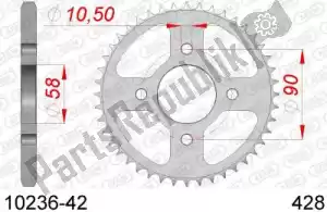 AFAM AF21023642 ktw trasero acero 42t, 428 - Lado inferior