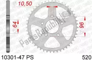 AFAM AF21030147PS ktw rear steel 47t ps, 520 - Bottom side