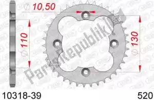 AFAM AF21031839 ktw trasero acero 39t, 520 - Lado inferior