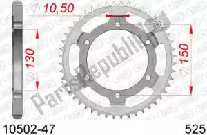 AFAM AF21050247 ktw aço traseiro 47t, 525 - Lado inferior