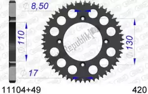 AFAM AF51110449 ktw alumínio traseiro 49t, 420 - Lado inferior