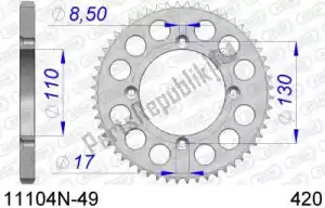 AFAM AF511104N49 ktw trasero aluminio 49t, 420 - Lado inferior