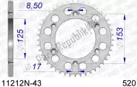 AF511212N43, Afam, Ktw trasero aluminio 43t, 520    , Nuevo