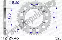 AF511212N45, Afam, Ktw arrière aluminium 45t, 520    , Nouveau