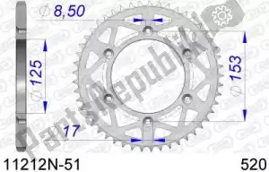 AFAM AF511212N51 ktw rear aluminum 51t, 520 - Bottom side