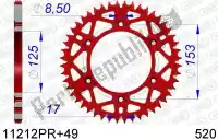 AF511212PR49, Afam, Ktw posteriore alu 49t, 520, rosso    , Nuovo