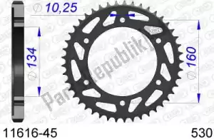 AFAM AF51161645 ktw rear alu 45t, 530 - Bottom side