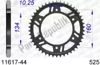 AF51161744, Afam, Ktw rear alu 44t, 525    , Nieuw