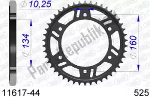 AFAM AF51161744 ktw rear alu 44t, 525 - Bottom side