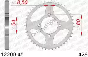 AFAM AF21220045 ktw rear steel 45t, 428 - Onderkant