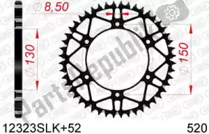 AFAM AF412323SLK52 ktw traseira aço super leve 52t, 520, preto - Lado inferior