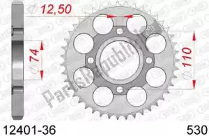 AFAM AF21240136 ktw trasero acero 36t, 530 - Lado inferior