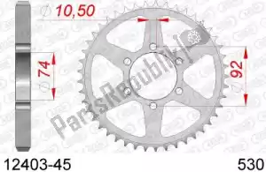 AFAM AF21240345 ktw rear steel 45t, 530 - Onderkant