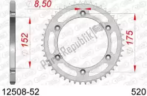 AFAM AF21250852 ktw trasero acero 52t, 520 - Lado inferior