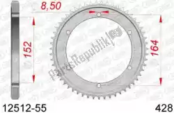 ktw rear steel 55t, 428 van Afam, met onderdeel nummer AF21251255, bestel je hier online: