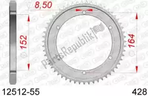 AFAM AF21251255 ktw rear steel 55t, 428 - Onderkant