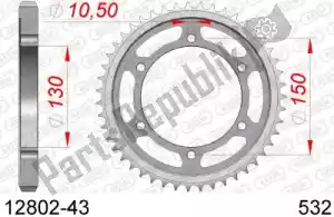 AFAM AF21280243 ktw rear steel 43t, 532 - Onderkant