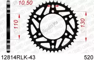 AFAM AF212814RLK43 ktw rear steel 43t, 520 - Onderkant