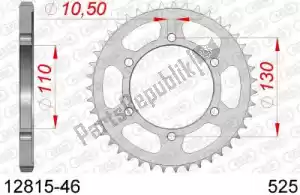 AFAM AF21281546 ktw aço traseiro 46t, 525 - Lado inferior