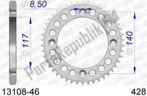 AFAM AF51310846 ktw trasero aluminio 46t, 428 - Lado inferior