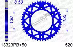 AFAM AF513323PB50 ktw rear alu 50t, 520, blue - Onderkant