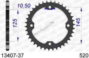 AFAM AF51340737 ktw trasero aluminio 37t, 520 - Lado inferior