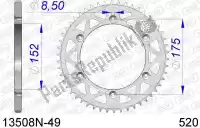 AF513508N49, Afam, Ktw rear aluminum 49t, 520    , New