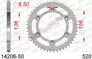 AFAM AF21420650 ktw rear steel 50t, 520 - Onderkant