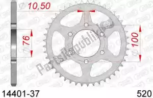 AFAM AF21440137 ktw trasero acero 37t, 520 - Lado inferior