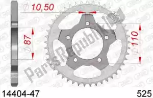 AFAM AF21440447 ktw rear steel 47t, 525 - Bottom side