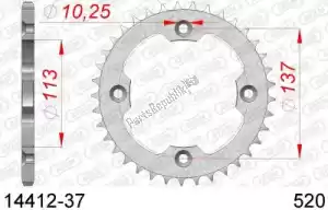 AFAM AF21441237 ktw rear steel 37t, 520 - Onderkant