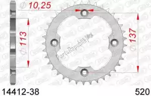 AFAM AF21441238 ktw rear steel 38t, 520 - Onderkant