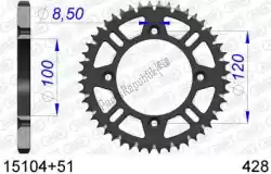 Here you can order the ktw rear alu 51t, 428 from Afam, with part number AF51510451: