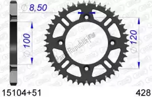 AFAM AF51510451 ktw rear alu 51t, 428 - Bottom side