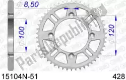 Here you can order the ktw rear alu 51t, 428 from Afam, with part number AF515104N51: