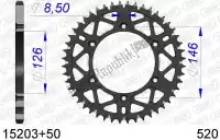 AF51520350, Afam, Ktw rear aluminum 50t, 520    , New