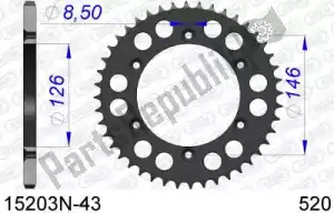 AFAM AF515203N43 ktw trasero aluminio 43t, 520 - Lado inferior