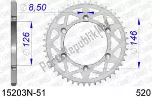 AFAM AF515203N51 ktw rear aluminum 51t, 520 - Bottom side