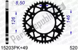 Here you can order the ktw rear alu 49t, 520, black from Afam, with part number AF515203PK49: